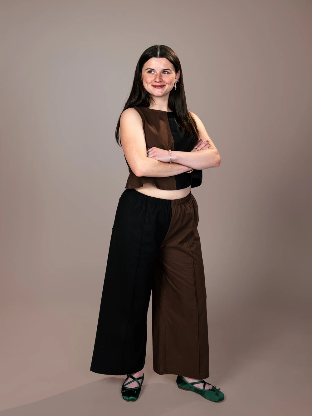 NWT XXL Isabella Eve Apparel Elle Pants Black & Coffee Brown